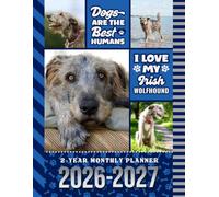 2-Year Monthly Planner 2026-2027: 8.5x11 Dated Organizer With 100 Blank College-Ruled Notebook Pages Combo / 24-Month Schedule / Irish Wolfhound Dog Art Pattern Cover