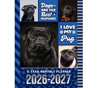 2-Year Monthly Planner 2026-2027: 8.5x11 Dated Organizer With 100 Blank College-Ruled Notebook Pages Combo / 24-Month Schedule / Black Pug Dog Art Pattern Cover
