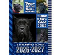 2-Year Monthly Planner 2026-2027: 8.5x11 Dated Organizer With 100 Blank College-Ruled Notebook Pages Combo / 24-Month Schedule / Cane Corso Dog Art Pattern Cover