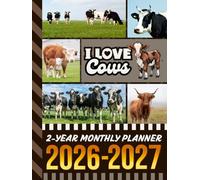 2-Year Monthly Planner 2026-2027: Hardcover / 8.5x11 Dated Organizer With 100 Blank College-Ruled Notebook Pages Combo / 24-Month Schedule / Cow - Farm Animal Lover Art Theme Cover