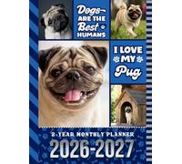 2-Year Monthly Planner 2026-2027: Hardcover / 8.5x11 Dated Organizer With 100 Blank College-Ruled Notebook Pages Combo / 24-Month Schedule / Tan Pug Dog Art Pattern Cover