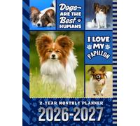 2-Year Monthly Planner 2026-2027: Hardcover / 8.5x11 Dated Organizer With 100 Blank College-Ruled Notebook Pages Combo / 24-Month Schedule / Papillon Dog Art Pattern Cover