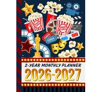 2-Year Monthly Planner 2026-2027: Hardcover / 8.5x11 Dated Organizer With 100 Blank College-Ruled Notebook Pages Combo / 24-Month Schedule / Movie Night Theme - Film Cinema Art Pattern