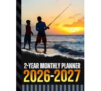 2-Year Monthly Planner 2026-2027: Hardcover / 8.5x11 Dated Organizer With 100 Blank College-Ruled Notebook Pages Combo / 24-Month Schedule / Fishing in Ocean - Water Sports Art Cover Design