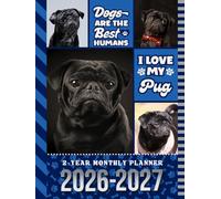 2-Year Monthly Planner 2026-2027: Hardcover / 8.5x11 Dated Organizer With 100 Blank College-Ruled Notebook Pages Combo / 24-Month Schedule / Black Pug Dog Art Pattern Cover