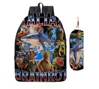 2 zaini italiani anime con portachiavi, 40,6 cm, stampati in 3D, borse per la scuola per studenti delle scuole elementari e medie e fan del gioco, regalo di compleanno per adolescenti., G, 18in