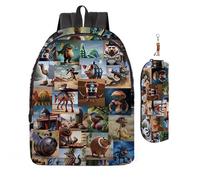 2 zaini italiani anime con portachiavi, 40,6 cm, stampati in 3D, borse per la scuola per studenti delle scuole elementari e medie e fan del gioco, regalo di compleanno per adolescenti., D, 18in