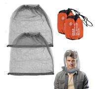 2 zanzariera, zanzariera con testa per il trasporto, Protezione Completa da Insetti per Pesca, Apicoltura e Avventure nella Giungla, Cappello Antizanzare, Cappello con Altezza 50 cm