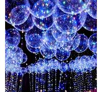 20/10/2 pezzi Palloncini LED colorati, palloncini trasparenti, palloncini Bobo luminosi LED con bastoncini luminosi, manici lampeggianti, palloncini Bobo luminosi, palloncini Bobo adatti per forniture