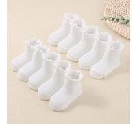 20/10/5/1 Paia di calzini da danza per bambine con bordo in pizzo bianco, design con bordo in pizzo elastico che non restringe le caviglie del bambino, adatti per uso quotidiano e feste da ballo, calz