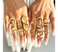 20/10 pezzi Set di anelli geometrici asimmetrici in metallo, stile semplice e alla moda, per donne, sorelle, vacanze, appuntamenti, regali, uso quotidiano casual, feste, matrimoni Tagli UnicaLega di z