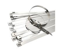 20 100 pezzi 12 mm 0,47 pollici 304 fascetta for cavi in acciaio inossidabile con chiusura a cerniera in metallo rivestita con fascetta rilevabile al metal detector(50PCS,12x700mm)