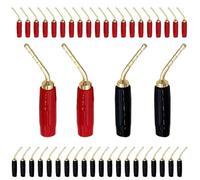 20/100 Pz 2mm Banana Rosso Nero Curvo Spille Connettore Ad Angolo Retto Banana Maschio Spine Audio Altoparlante Filo connettori del cavo(20 Black)