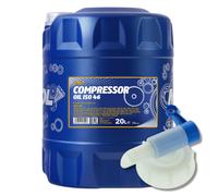20 (1x20) Litro MANNOL Compressor Olio Iso 46 Con Rubinetto U. Ölw Rimorchio