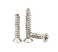 20-200pcs M1.4/M1.7/M2/M2.3/M2.6/M3/M3.5/M4 Viti autoaggancianti con punta piatta, testa incassata a fessura incrociata tipo-KB in acciaio al carbonio placcato nichel, M4x6mm