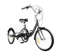 20/24 pollici triciciclo per adulti, 3 ruote a 8 marce, bicicletta a 3 ruote con cestino per la spesa, bicicletta cargo per adulti, anziani e donne, regolabile in altezza (20" nero)