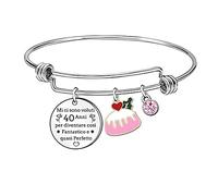 20 25 30 35 40 45 50 55 60 65 70 80 Anni Bracciale Regalo di Compleanno per Donne Ragazze (40) Silver