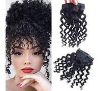 20,3 cm clip su Jerry capelli ricci frangia Extension 23g Afro Fluffy Clip in Topper 100% capelli umani Frange anteriore pezzi 2# marrone scuro