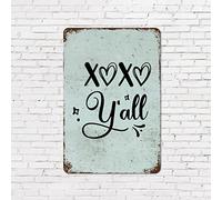 20,3 x 30,5 cm, elegante targa in metallo vintage a tema anniversario di coppia, XOXO Y'all, cartello in alluminio con scritta "Love", per porta, soggiorno, ufficio, casa, giardino, decorazione per