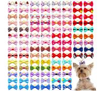 20/30/50/100 pezzi Accessori per capelli con cuccioli e fiocchi di colore casuale, vari motivi floreali, fermagli per capelli con fiocchi per animali domestici, fiocchi per la toelettatura degli anima