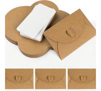20/30/50/100 pezzi Buste regalo in carta kraft marrone con cartoline bianche vuote, buste per inviti con chiusura a cuore per lettere d'amore, matrimoni, biglietti d'auguri, inviti Colore unicoCarta t