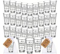 20/30 set di bicchierini da shot in acrilico per matrimoni, per gli ospiti, bicchieri in acrilico da 35ml con adesivo "Fai un shot, ci siamo sposati", con bustina regalo, adatto come regalo per matrim