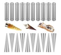 20/30 stampi per tubi Cannoli, in acciaio inox, a forma di corno, riutilizzabili, a forma di cannoli, a forma di cono tubolare, strumento per crema da pasticceria danese (grande, 20)