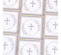 20/40/60 pezzi Tovaglioli grigi per Prima Comunione/Battesimo, design elegante con croce e motivi floreali geometrici, tonalità pastello delicate, carta resistente a doppio strato, adatti per battesim