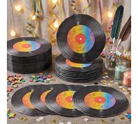 20/40/60 pezzi Tovaglioli monouso per feste con motivo di dischi in vinile vintage e note musicali arcobaleno, tovaglioli da tavola con motivo musicale, design stile classico anni '70 e '80 disco e ro