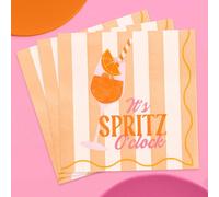 20/40/60 pezzi,Tovaglioli monouso retrò estivi italiani Aperol Spritz Cocktail, 2 veli a righe arancioni e bianche "It's Spritz O'clock" per bevande, fazzoletti a righe pesca e arancione per Happy Hou