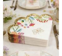 20/40/60 pezzi Tovaglioli usa e getta eleganti con bordo in pizzo dorato e decorazioni floreali e farfalle, adatti per feste di compleanno, festa di nascità, tea festa primaverili, decorazioni per mat