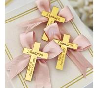 20/50/100 Pezzi Tag Bomboniera Battesimo Croce Acrilica Incisa Personalizzata, Tag Bomboniera Battesimo Nome Personalizzato, Centrotavola Matrimonio Bambino, Regalo Croce Acrilica Battesimo(70pcs)