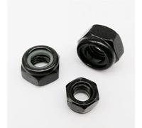20/50/100pc M2 M2.5 M3 M3.5 M4 M5 M6 M8 M10 M12 304 In Acciaio Inox Nero Esagonale Inserto In Nylon Dado di Bloccaggio esagonale Dado autobloccante (Color : Black carbon steel, Size : 50pcs M6)