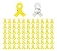 20/50/100pcs Spille Nastro Giallo Osso Cancro Infanzia Consapevolezza del Cancro Smalto Spilla Risvolto Spilla Sostegno Campagna di Beneficenza Donazione Evento Regali, Medium, Ferro, Nessuna pietra