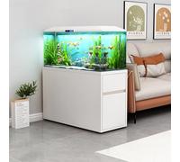 20 - 50 Gallon Solid Wood Fish Tank Stand, with Storage Drawer and Cabinet, for Fish Tank Accessories Storage, Reptile Turtle Tank Stand for Home Office Warm White Sintered Stone 100x40x70cm