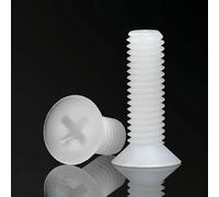 20/50 pezzi M2 M2.5 M3 M4 M5 M6 M8 Viti a testa svasata in nylon nero/bianco Bulloni a testa piatta con impronta a croce Lunghezza: 4~40 mm - M5x25 (50 pezzi) - Bianco