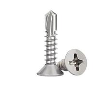 20/50 pezzi M3.5 M4.2M4.8 410 viti autofilettanti in acciaio inossidabile a testa piatta Phillips viti autoperforanti in metallo for coperture in lamiera(M3.5-20Pcs,32mm)