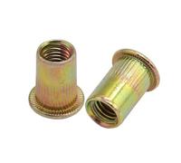 20/50 pz M3 M4 M5 M6 M8 M10 M12 Rivetti Dadi Testa Piatta Inserto Filettato Nutsert Cap for rivettatrice Dado Zincato Acciaio Al Carbonio(100pcs,M6)
