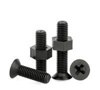 20-50 set M2 M2.5 M3 M4 M5 M6 Set di dadi a vite in nylon nero a due pezzi Set di combinazioni di dadi esagonali con testa svasata a croce piatta(50sets,M2x12)