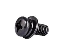 20-50pcs M2/M2.5/M3/M4/M5/M6 viti in acciaio al carbono nero con testa rotonda, fessura a croce e rondelle, M6x10mm