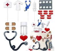 20 accessori per torte da infermiera, decorazione medica per torte