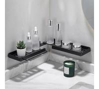 20 "Acciaio al carbonio Rubinetto Mensola Pieghevole Bagno Organizer Nero | Per lavabo da bagno. Design a forma di U, antiruggine, drenaggio rapido. Conserva cosmetici, prodotti per la cura della pelle