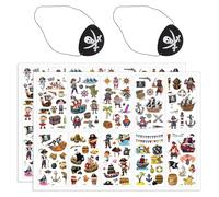 20 Adesivi Per Tatuaggi Pirata, 2 Bende Sull'Occhio Del Teschio, Adesivi Per Tatuaggi Per Bambini, Adesivi Per Tatuaggi Sul Braccio, Adesivi Per Tatuaggi Divertenti