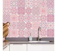 20 adesivi rosa marocchini, piastrelle adesive da parete per cucina e bagno, da applicare su piastrelle trasferibili, mosaico vittoriano vintage (15 cmx15 cm, 6x6 pollici)
