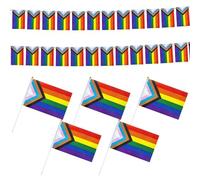 20 bandiere a manovella a mano, 1 bandiere pull-up, bandiera Pride, bandiera arcobaleno a manovella a mano, bandiere Pride, decorazioni orgogliose