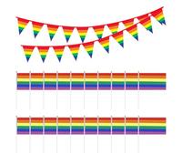 20 Bandiere Arcobaleno A Mano, 1 Bandiera Triangolare Arcobaleno, Bandiere A Mano Per Decorazioni Per Feste, Bandiere A Mano Da Parata, Bandiere A Mano Sventolanti Portatili