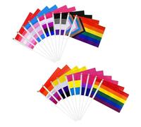 20 bandiere per orgoglio arcobaleno, decorazioni per feste, accessori Lgbtq, accessori per lesbiche, gay trans, bisessuali, su bastoncini, mini bandiere palmari per decorazioni per feste, parata