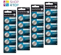 20 Batterie A Bottone Al Litio Cr2032 Everactive 3V Dl2032 Nuove Scadenza 2031