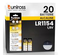 20 Batterie a Bottone LR1154 AG13 LR44 per Orologi Termometri Digitali Giocattoli Calcolatrici - Uniross Pile Alcaline 1,5V Piccole Sottili a Lunga Durata di Alta Qualità