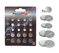 20 batterie alcaline miste AG1 AG3 AG4 AG10 AG13 PoundMax